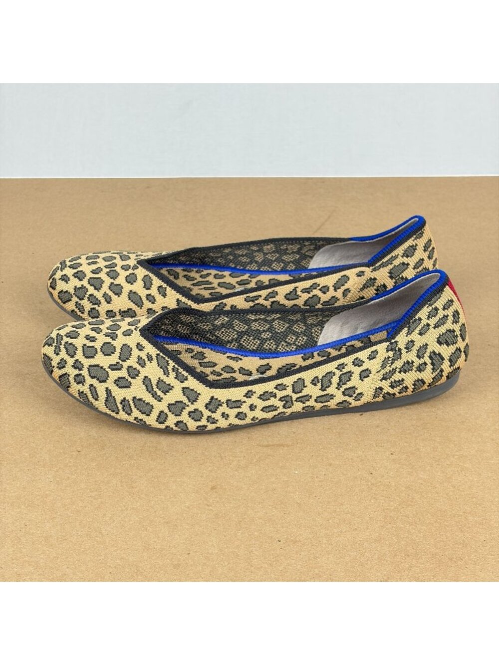 Rothy's The Flat Cheetah Print Round Toe Flats Womens 8.5 Tan Brown Blue Red